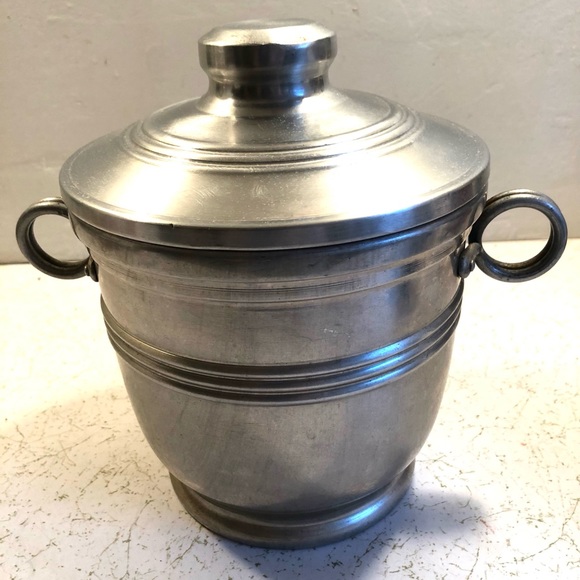 6711 Vtg Mid Century NASCO Metal Ice Bucket w/ Lid Made in Italy Aluminum